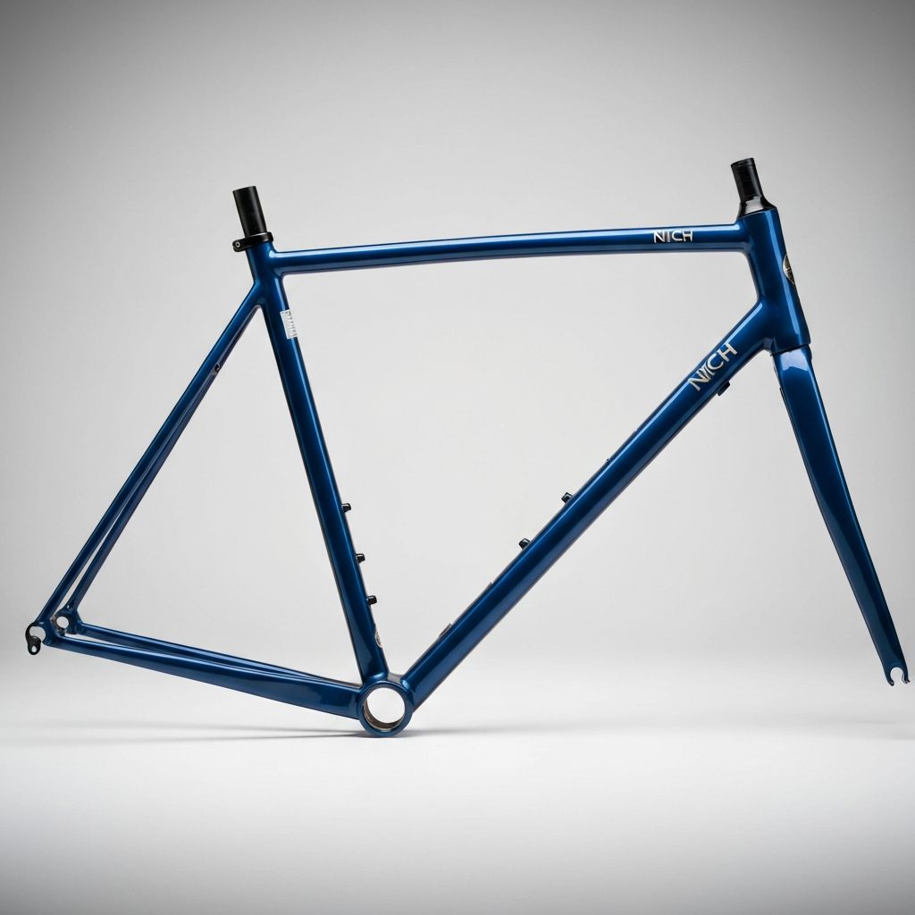NICH bike frame in deep blue custom paint finish