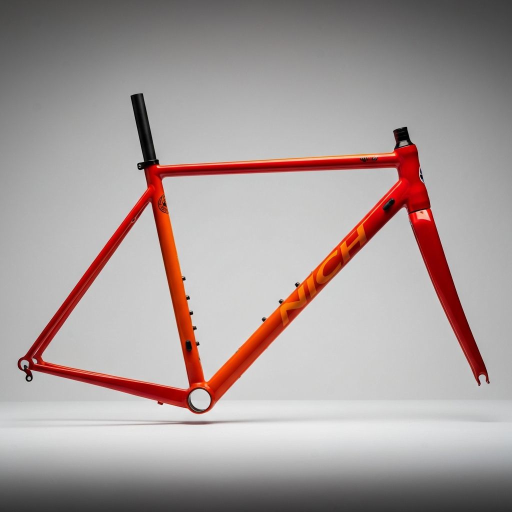 NICH bike frame in red-orange gradient custom paint finish