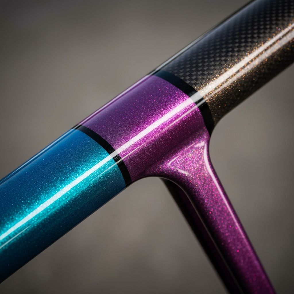 Custom paint detail on carbon frame