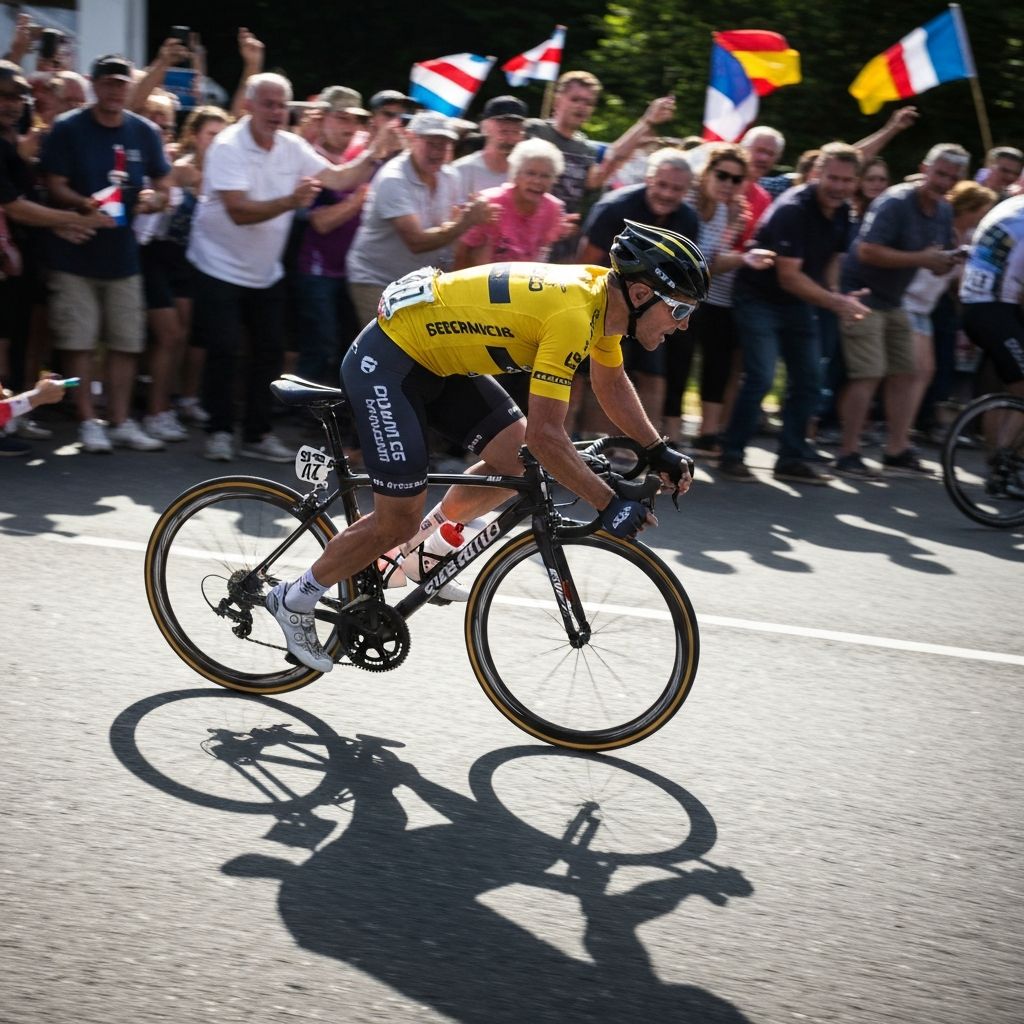 Cyclist in competitive race