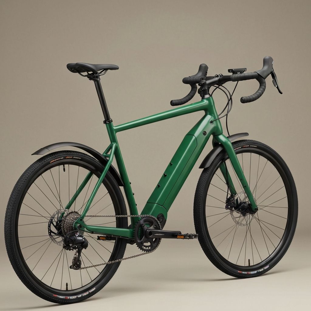 E-gravel bike in forest green custom paint
